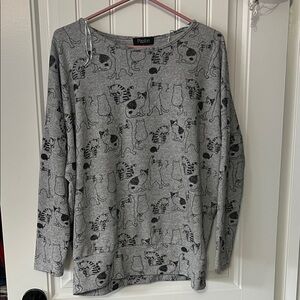 Papillon Gray Cat Print Sweatshirt